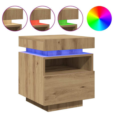 vidaXL Nachttische mit LED-Leuchten 2 Stk. Artisan-Eiche 40x39x48,5 cm