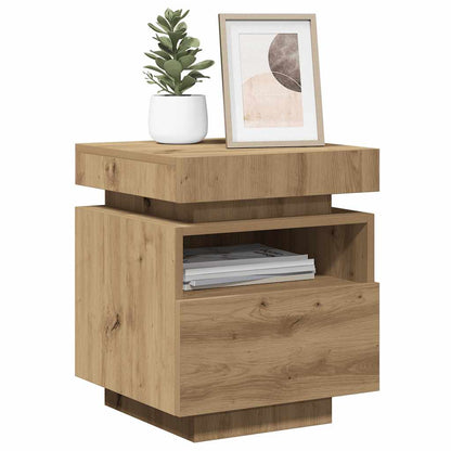 vidaXL Nachttische mit LED-Leuchten 2 Stk. Artisan-Eiche 40x39x48,5 cm