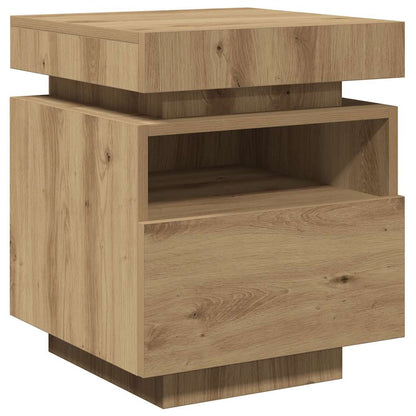 vidaXL Nachttische mit LED-Leuchten 2 Stk. Artisan-Eiche 40x39x48,5 cm