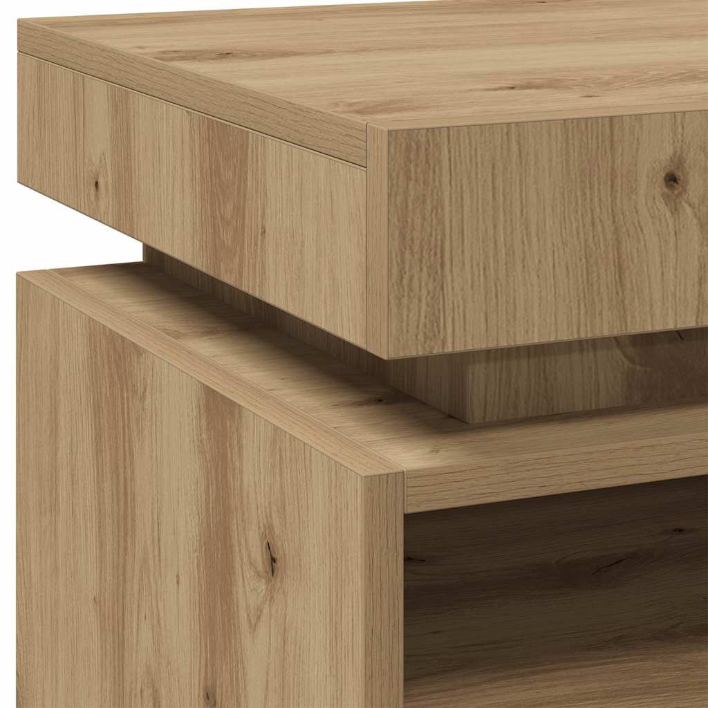 vidaXL Nachttische mit LED-Leuchten 2 Stk. Artisan-Eiche 40x39x48,5 cm