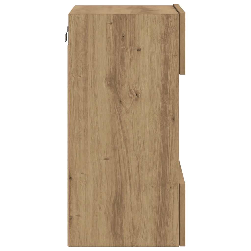 Wandschränke mit LED-Leuchten für TV 2 Stk. Artisan-Eiche