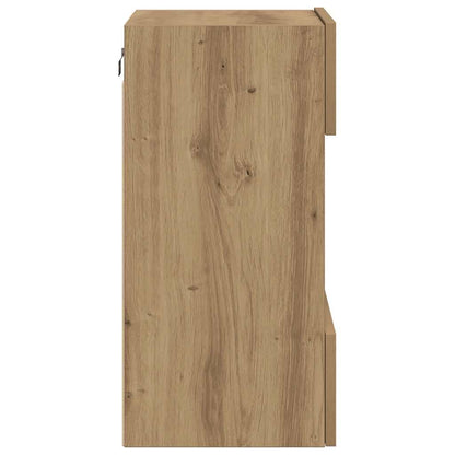 Wandschränke mit LED-Leuchten für TV 2 Stk. Artisan-Eiche