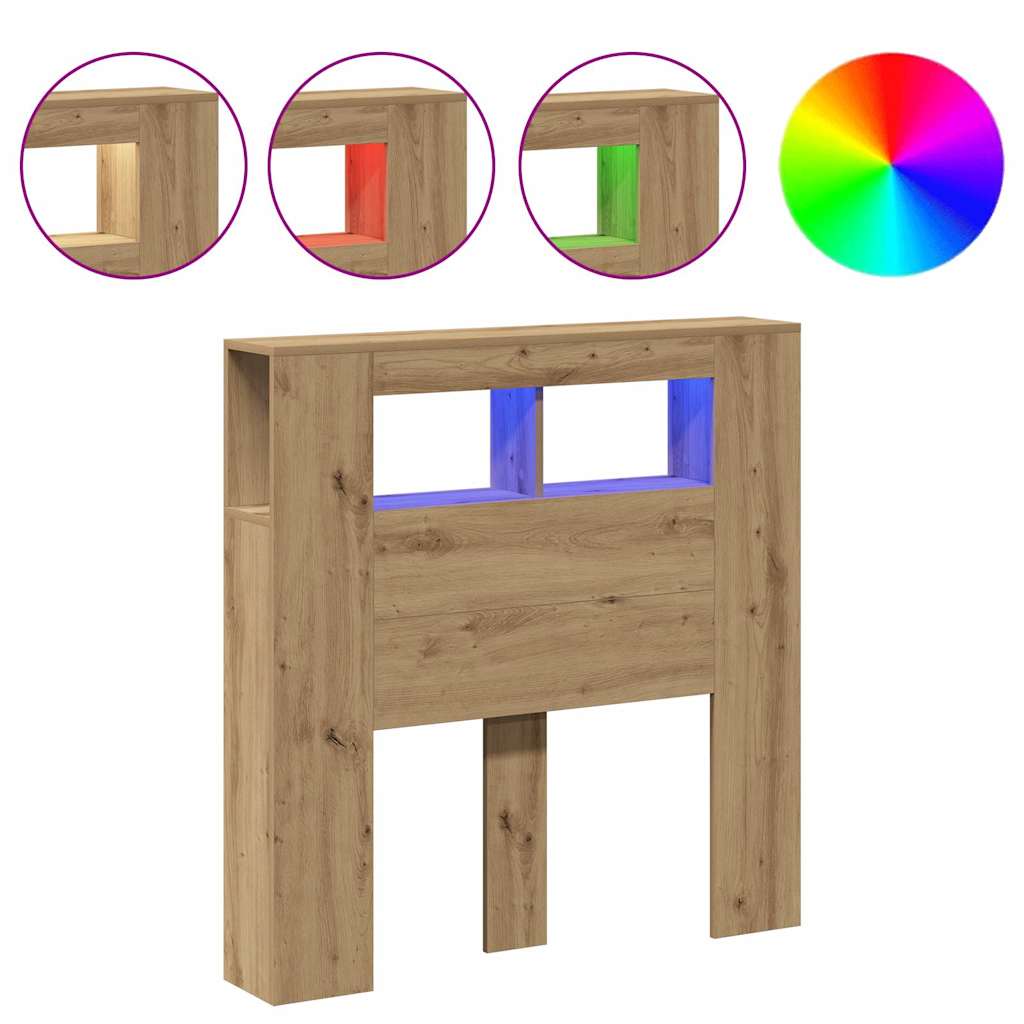 LED-Kopfteil Artisan-Eiche 100x18,5x103,5 cm Holzwerkstoff