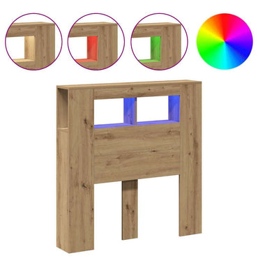 vidaXL LED-Kopfteil Artisan-Eiche 100x18,5x103,5 cm Holzwerkstoff