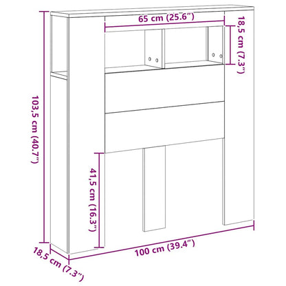 vidaXL LED-Kopfteil Artisan-Eiche 100x18,5x103,5 cm Holzwerkstoff