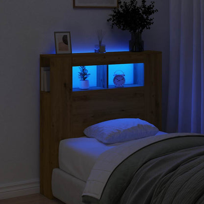 vidaXL LED-Kopfteil Artisan-Eiche 100x18,5x103,5 cm Holzwerkstoff