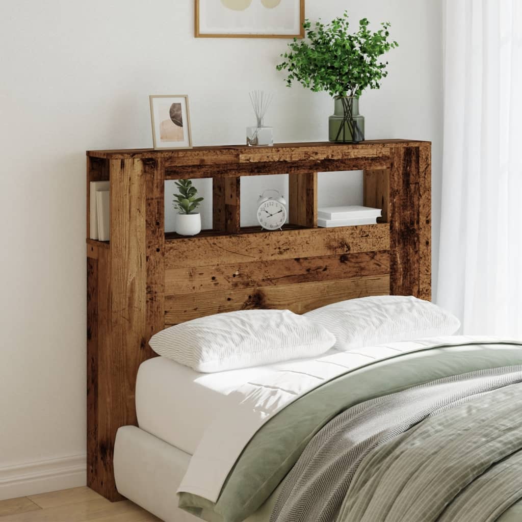 vidaXL LED-Kopfteil Altholz-Optik 120x18,5x103,5 cm Holzwerkstoff