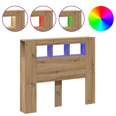 vidaXL LED-Kopfteil Artisan-Eiche 120x18,5x103,5 cm Holzwerkstoff