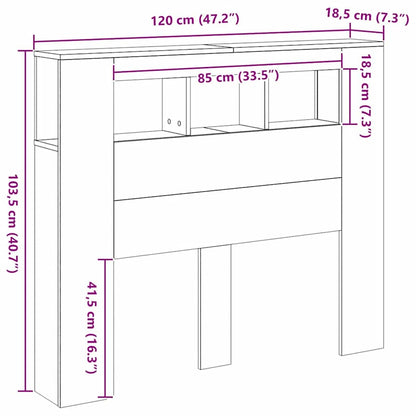vidaXL LED-Kopfteil Artisan-Eiche 120x18,5x103,5 cm Holzwerkstoff