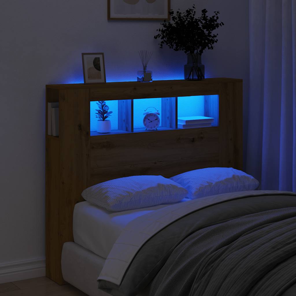 vidaXL LED-Kopfteil Artisan-Eiche 120x18,5x103,5 cm Holzwerkstoff