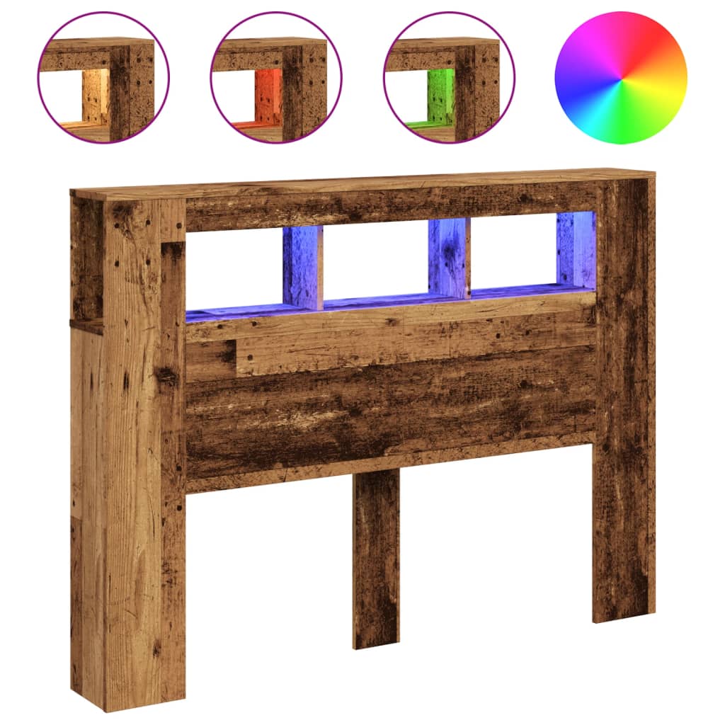 vidaXL LED-Kopfteil Altholz-Optik 140x18,5x103,5 cm Holzwerkstoff