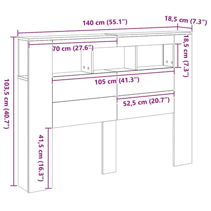 vidaXL LED-Kopfteil Artisan-Eiche 140x18,5x103,5 cm Holzwerkstoff