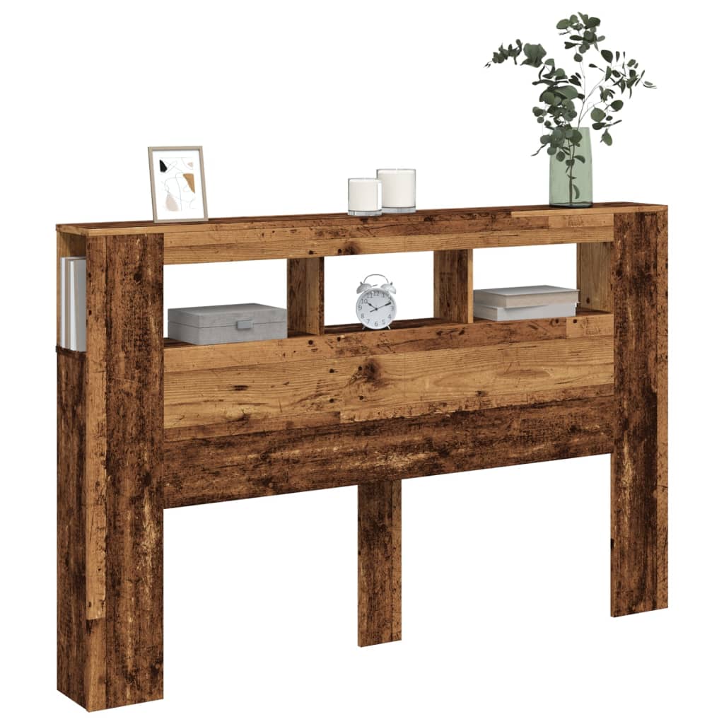 vidaXL LED-Kopfteil Altholz-Optik 160x18,5x103,5 cm Holzwerkstoff