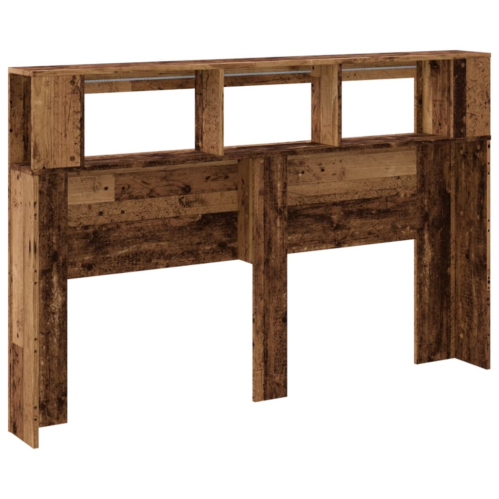 vidaXL LED-Kopfteil Altholz-Optik 160x18,5x103,5 cm Holzwerkstoff