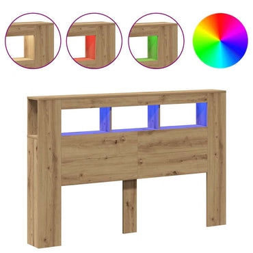 vidaXL LED-Kopfteil Artisan-Eiche 160x18,5x103,5 cm Holzwerkstoff