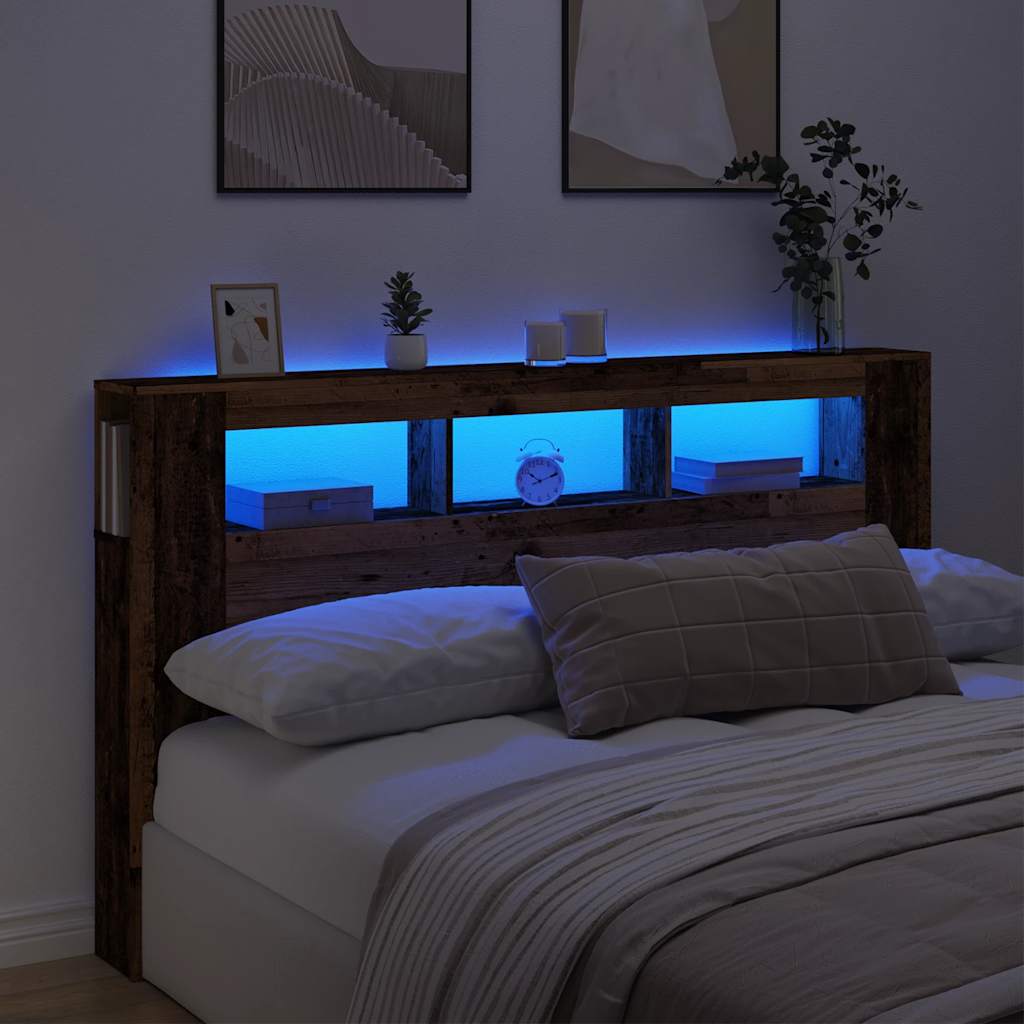 vidaXL LED-Kopfteil Altholz-Optik 180x18,5x103,5 cm Holzwerkstoff