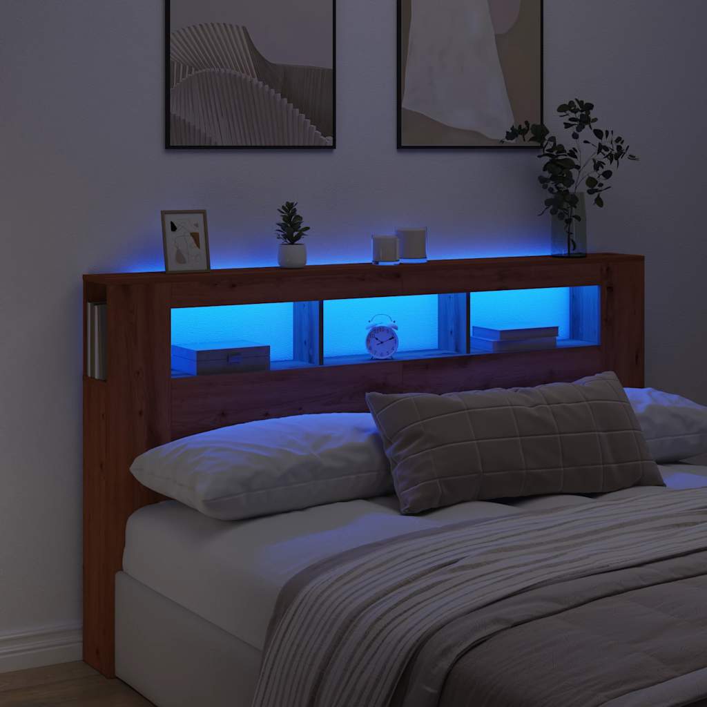 vidaXL LED-Kopfteil Artisan-Eiche 180x18,5x103,5 cm Holzwerkstoff