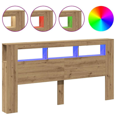 vidaXL LED-Kopfteil Artisan-Eiche 200x18,5x103,5 cm Holzwerkstoff
