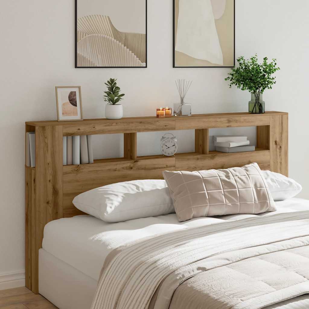 vidaXL LED-Kopfteil Artisan-Eiche 200x18,5x103,5 cm Holzwerkstoff