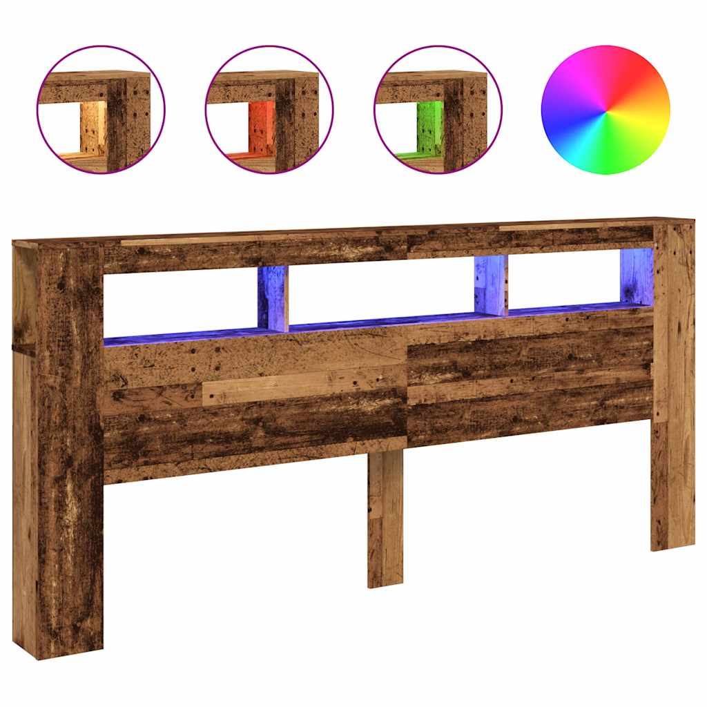 vidaXL LED-Kopfteil Altholz-Optik 220x18,5x103,5 cm Holzwerkstoff