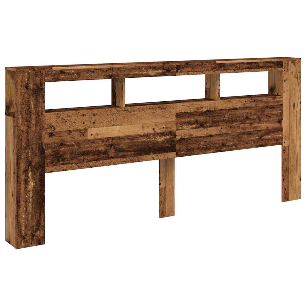 vidaXL LED-Kopfteil Altholz-Optik 220x18,5x103,5 cm Holzwerkstoff