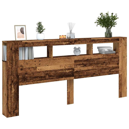 vidaXL LED-Kopfteil Altholz-Optik 220x18,5x103,5 cm Holzwerkstoff