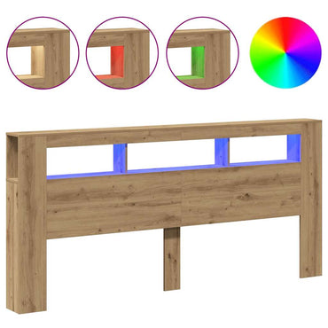 vidaXL LED-Kopfteil Artisan-Eiche 220x18,5x103,5 cm Holzwerkstoff