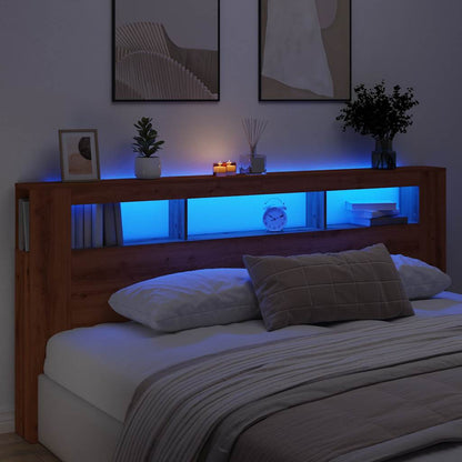 vidaXL LED-Kopfteil Artisan-Eiche 220x18,5x103,5 cm Holzwerkstoff