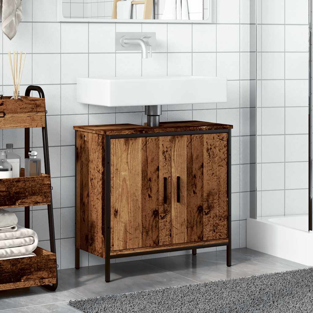 Meuble sous lavabo vidaXL aspect bois de récupération 60x30x60 cm bois d'ingénierie