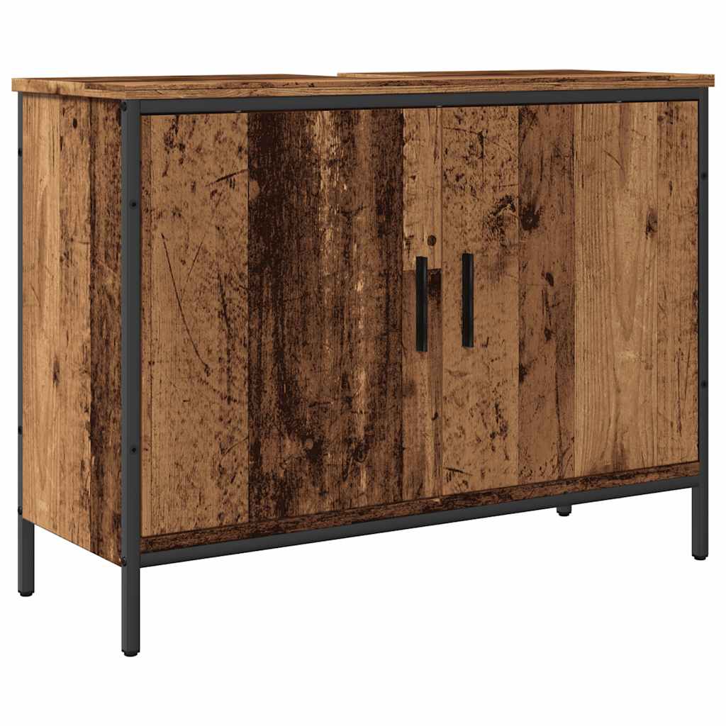 vidaXL Meuble sous lavabo effet bois de récupération 80x30x60 cm en bois d'ingénierie