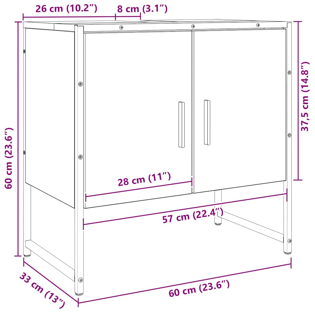 vidaXL Waschbeckenunterschrank Artisan-Eiche 60x33x60 cm