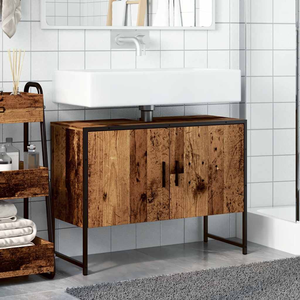 Meuble sous-vasque vidaXL en bois d'ingénierie aspect vieux bois 80x33x60 cm