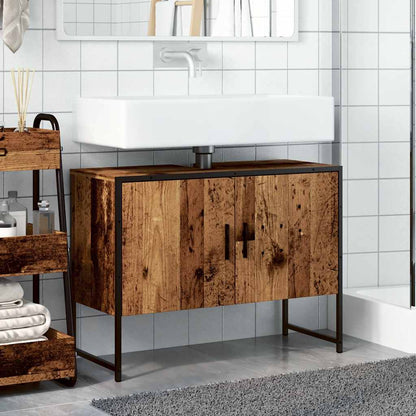 Meuble sous-vasque vidaXL en bois d'ingénierie aspect vieux bois 80x33x60 cm