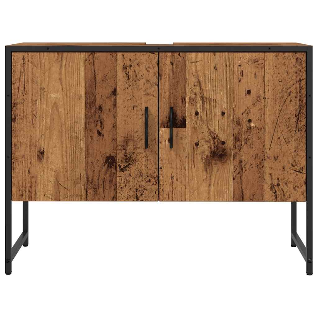 Meuble sous-vasque vidaXL en bois d'ingénierie aspect vieux bois 80x33x60 cm