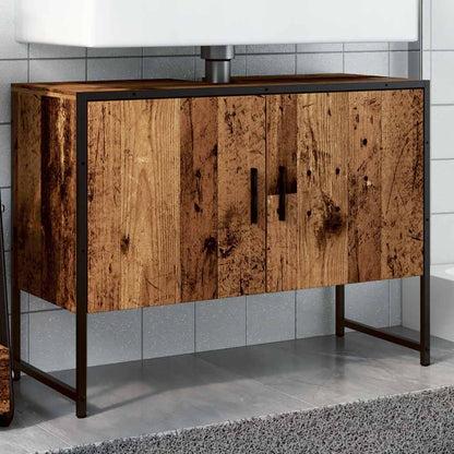 Meuble sous-vasque vidaXL en bois d'ingénierie aspect vieux bois 80x33x60 cm
