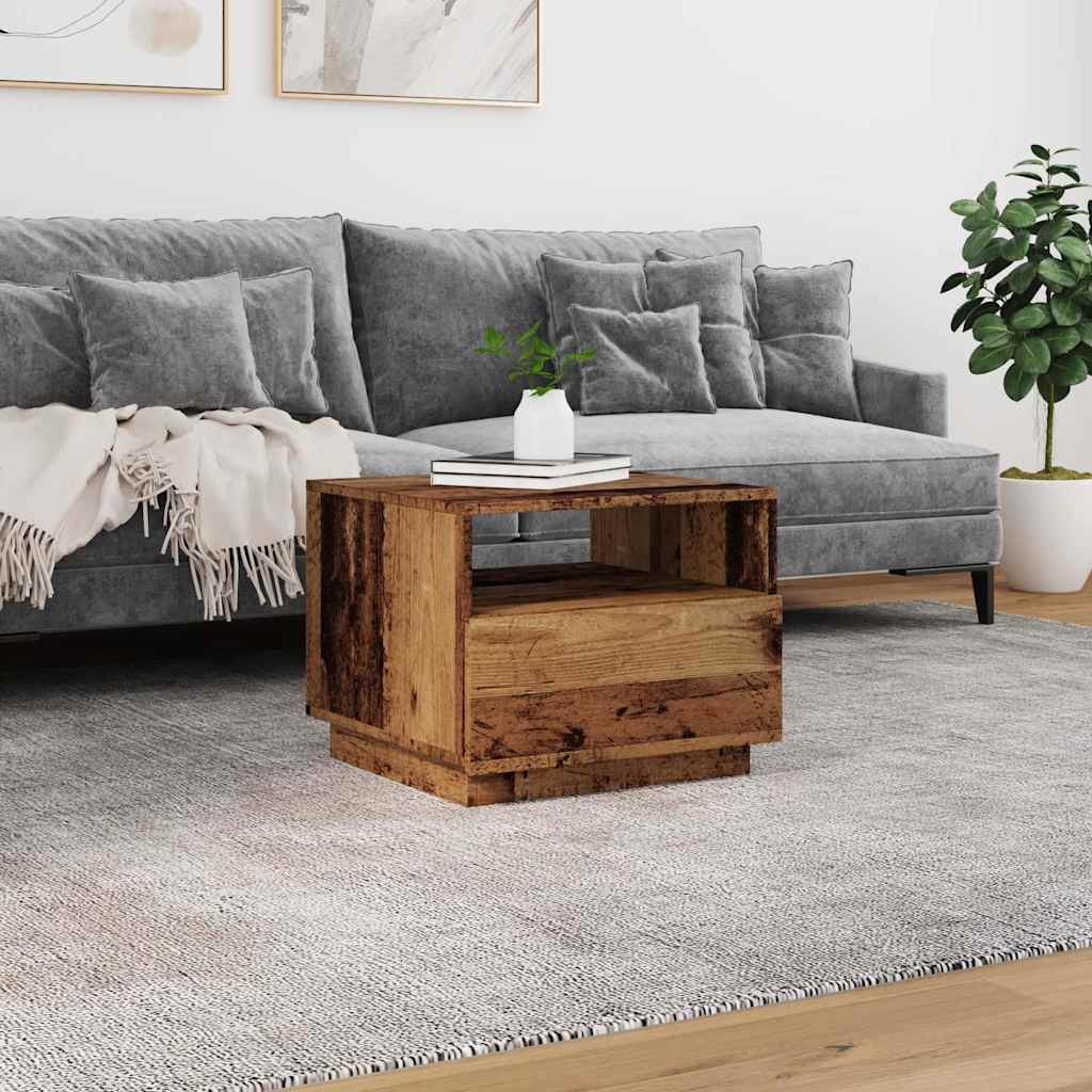 vidaXL Table basse avec lumières LED effet bois de récupération 50x49x40 cm