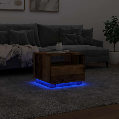 vidaXL Table basse avec lumières LED effet bois de récupération 50x49x40 cm