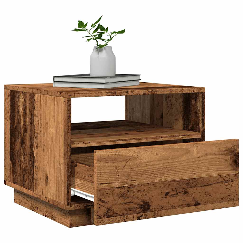 vidaXL Table basse avec lumières LED effet bois de récupération 50x49x40 cm