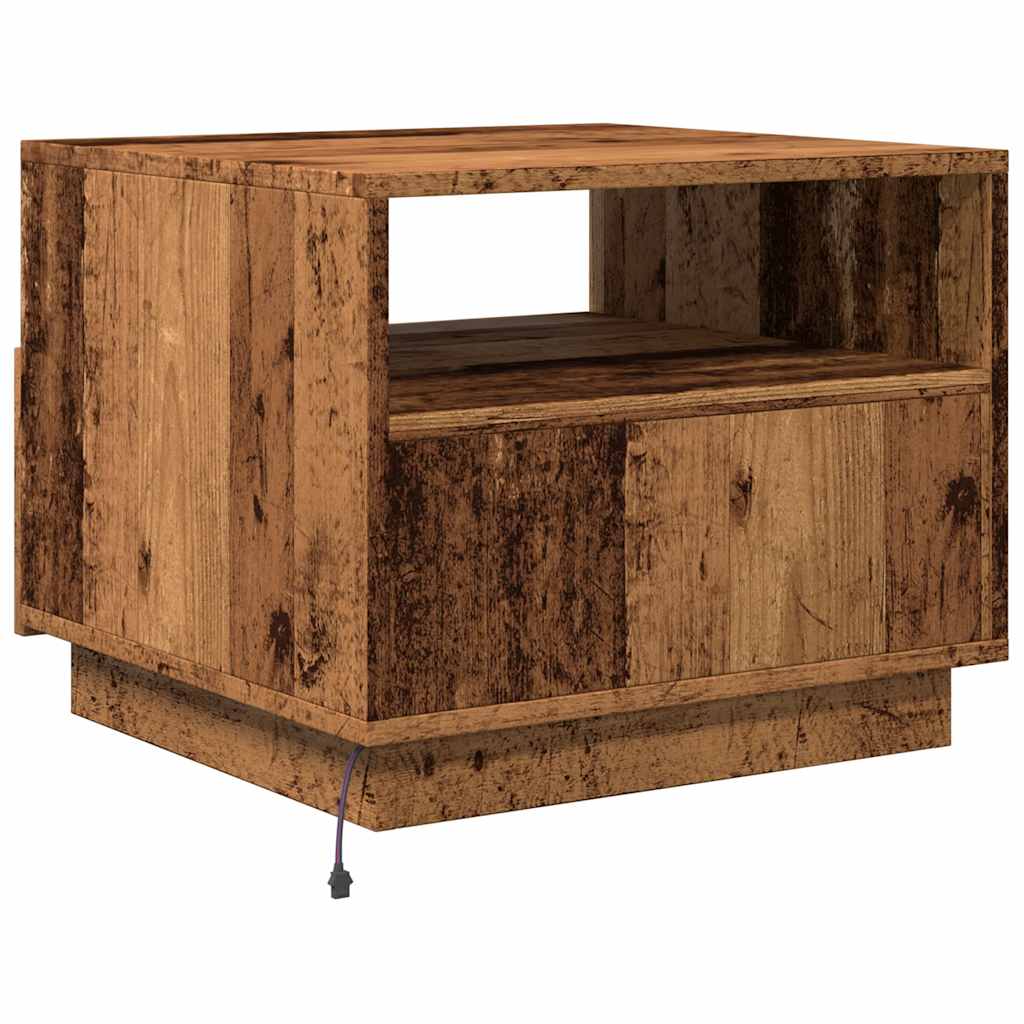 vidaXL Table basse avec lumières LED effet bois de récupération 50x49x40 cm