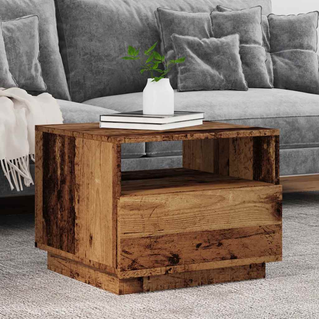 vidaXL Table basse avec lumières LED effet bois de récupération 50x49x40 cm