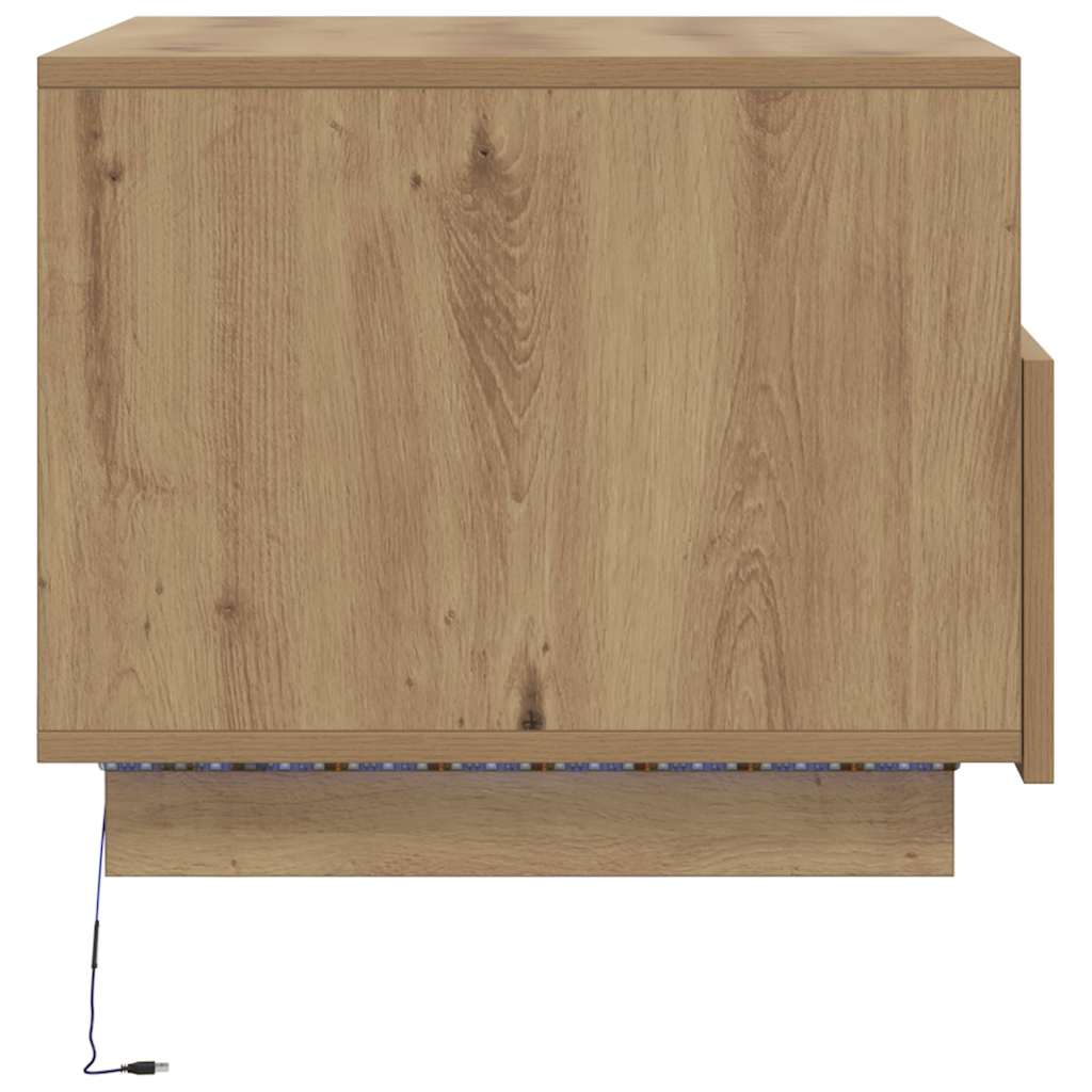 vidaXL Couchtisch mit LED-Leuchten Artisan-Eiche 50x49x40 cm
