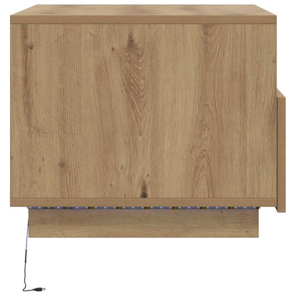 vidaXL Couchtisch mit LED-Leuchten Artisan-Eiche 50x49x40 cm