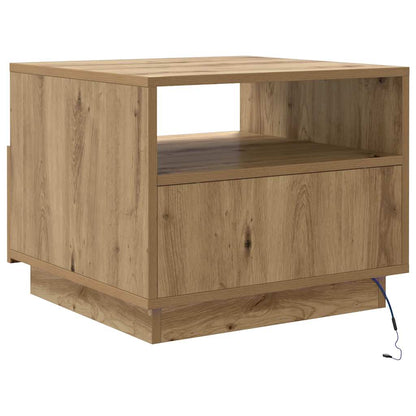 vidaXL Couchtisch mit LED-Leuchten Artisan-Eiche 50x49x40 cm