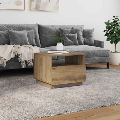 vidaXL Couchtisch mit LED-Leuchten Artisan-Eiche 50x49x40 cm
