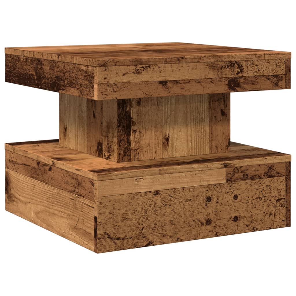vidaXL Table basse avec lumières LED, aspect bois de récupération 50x50x40 cm