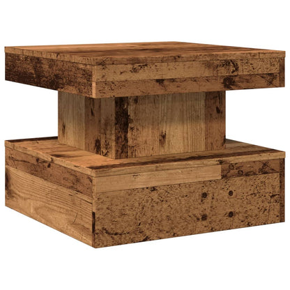 vidaXL Table basse avec lumières LED, aspect bois de récupération 50x50x40 cm
