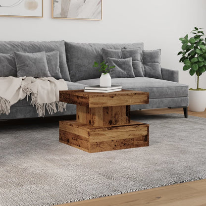 vidaXL Table basse avec lumières LED, aspect bois de récupération 50x50x40 cm