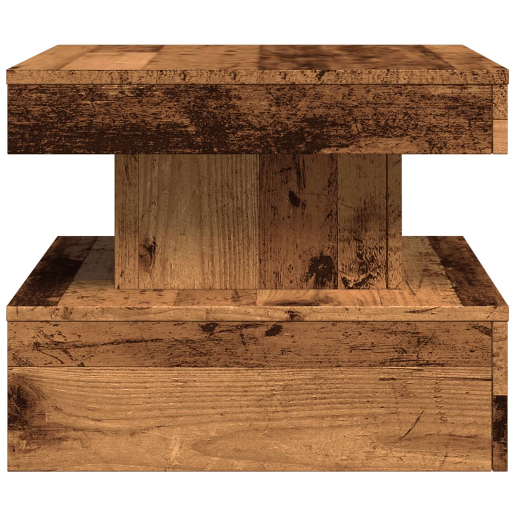 vidaXL Table basse avec lumières LED, aspect bois de récupération 50x50x40 cm