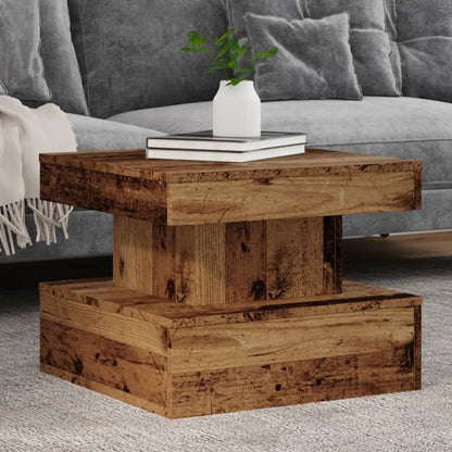 vidaXL Table basse avec lumières LED, aspect bois de récupération 50x50x40 cm