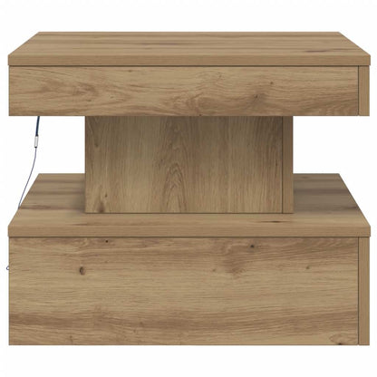 Couchtisch mit LED-Leuchten Artisan-Eiche 50x50x40 cm